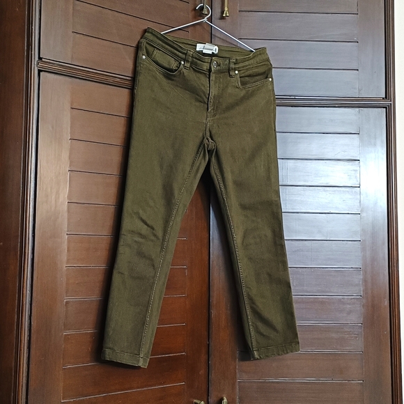 H&M Khaki Green skinny fit ankle length Jeans waist Stretchable upto 32 - Picture 7 of 11